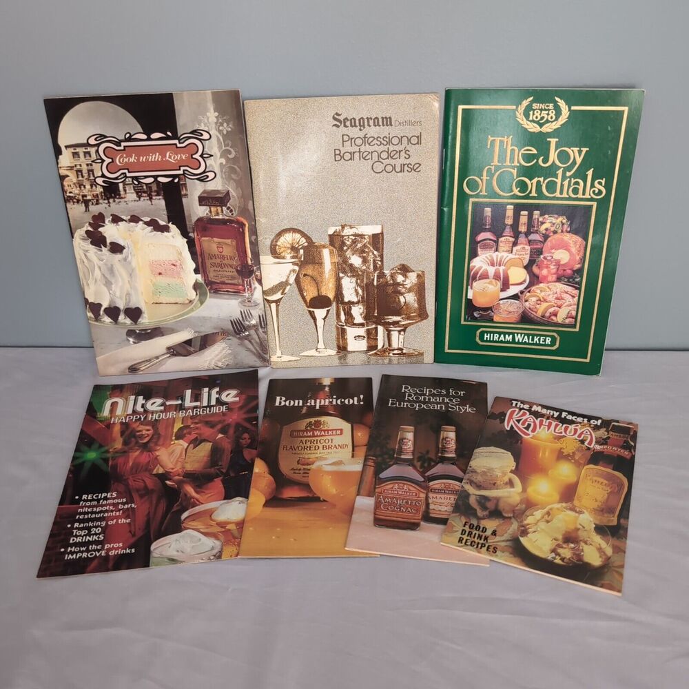 Lot of 7 Liquor Recipe‎ Booklets Joy of Cordials Amaretto Seagram Kahlua Food